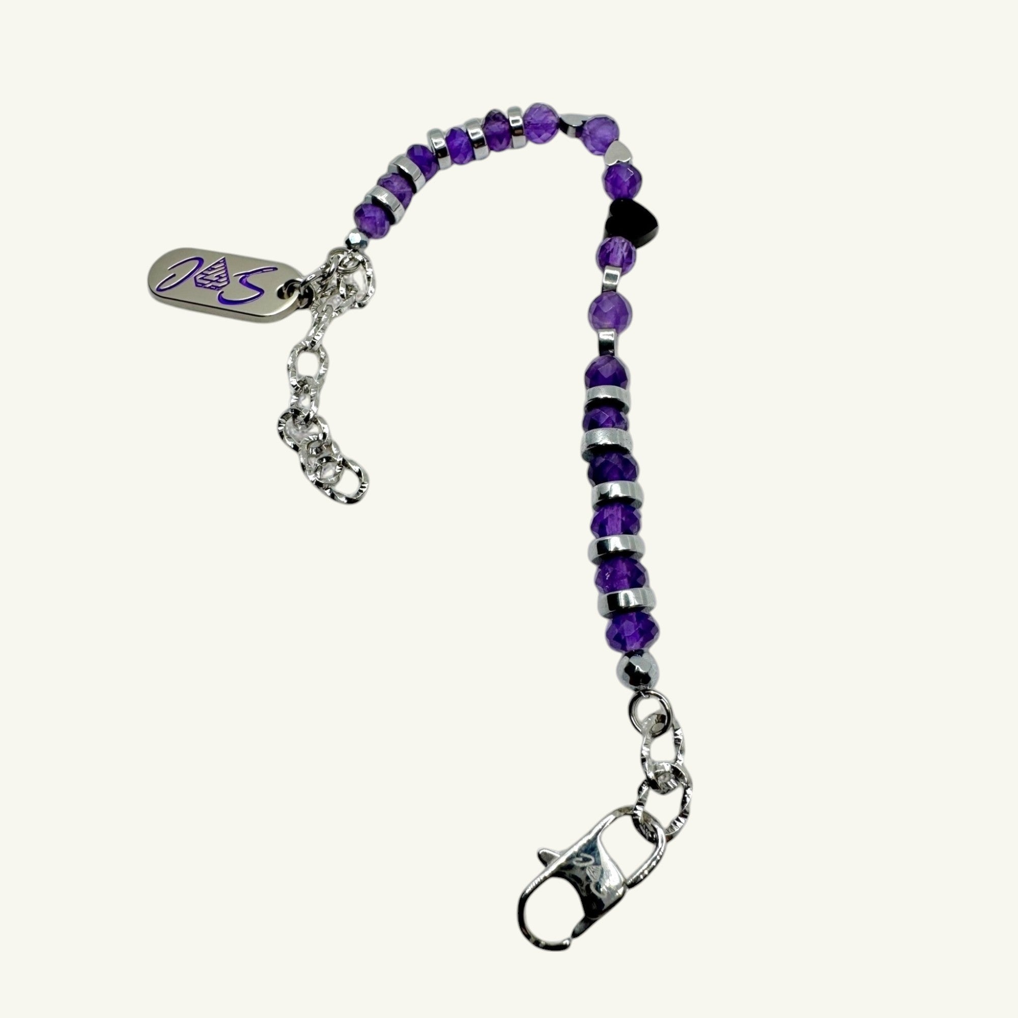 Bracciale ametista sfaccettata con cuori Sharifa Crystals